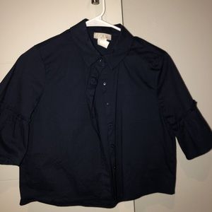 Navy button down collared tee